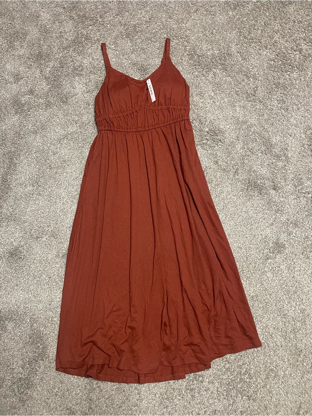 NWT Soma Linen Jersey Empire Midi Bra Dress Women’s Size Large